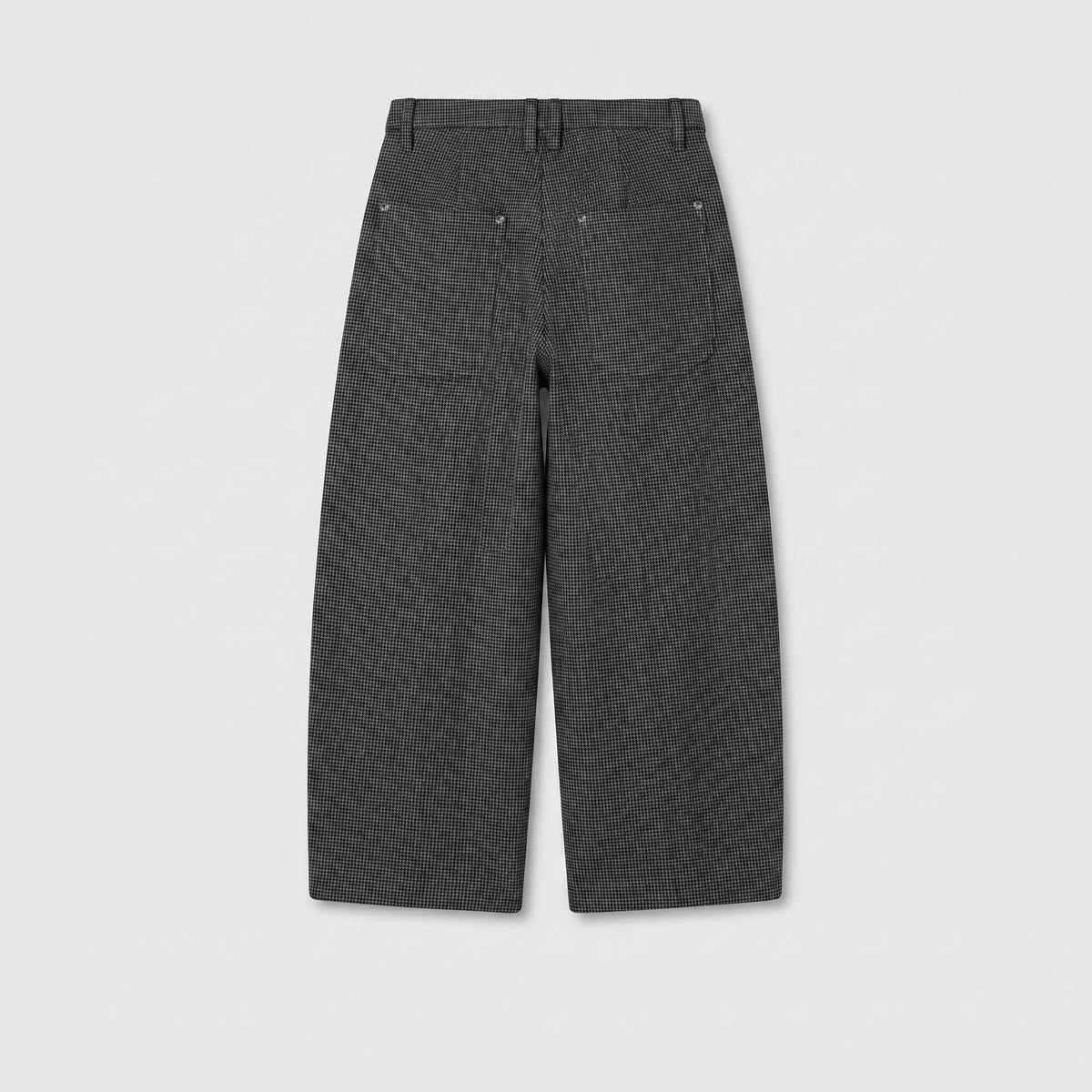Relaxed jump-in trousers made of premium jersey. | MILTON | smoke houndstooth | Back view of bust