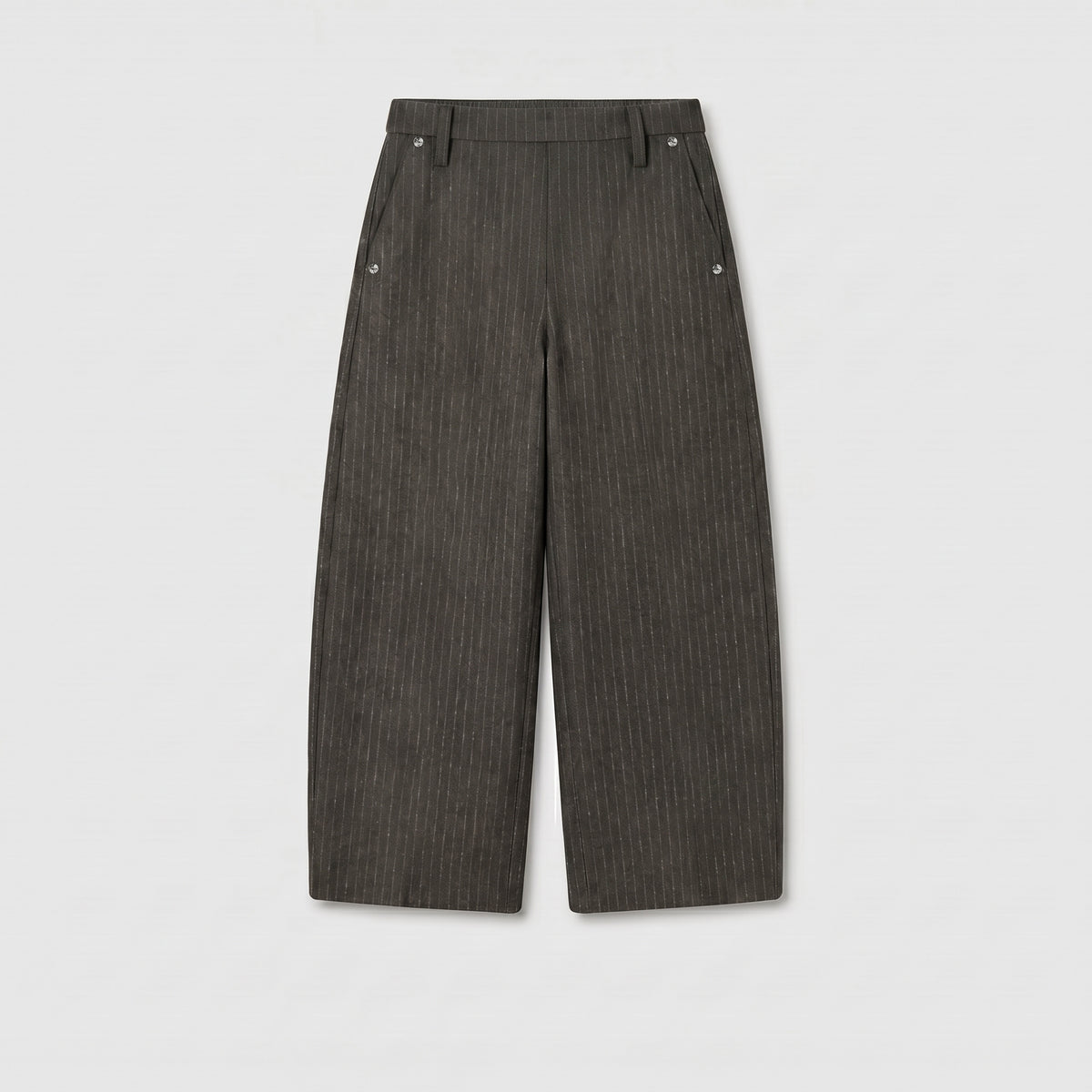 Relaxed jump-in trousers made of premium jersey. | MILTON | black grey stripes | Front view of bust