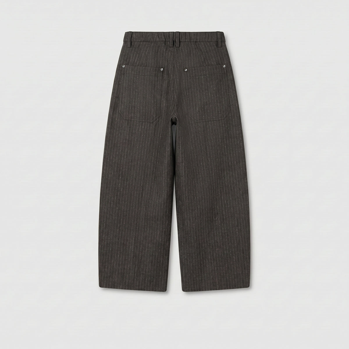 Relaxed jump-in trousers made of premium jersey. | MILTON | black grey stripes | Back view of bust