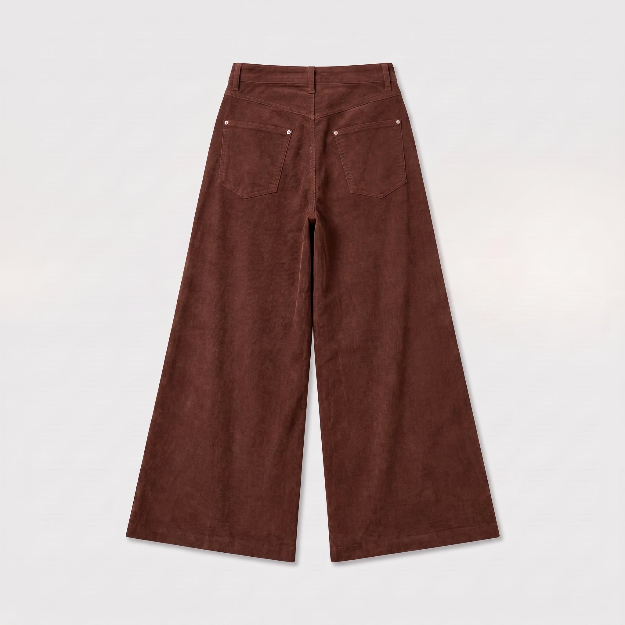 Wide trousers made of fine, soft corduroy. | CLAYTON 2.0 | smoked paprika | Back view of bust