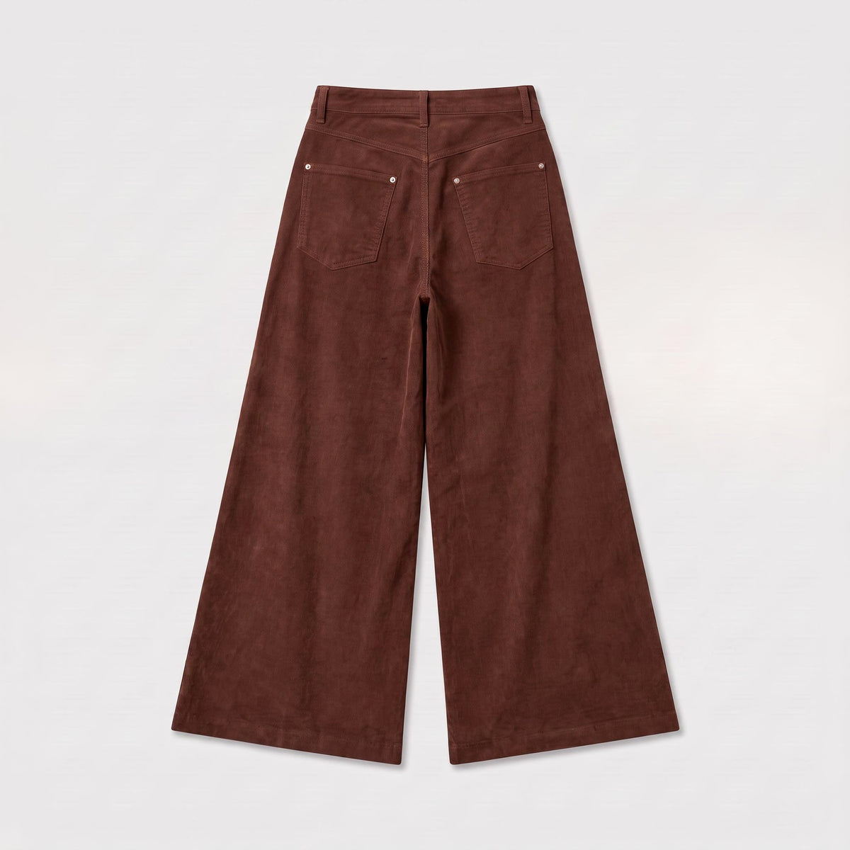 Wide trousers made of fine, soft corduroy. | CLAYTON 2.0 | smoked paprika | Back view of bust