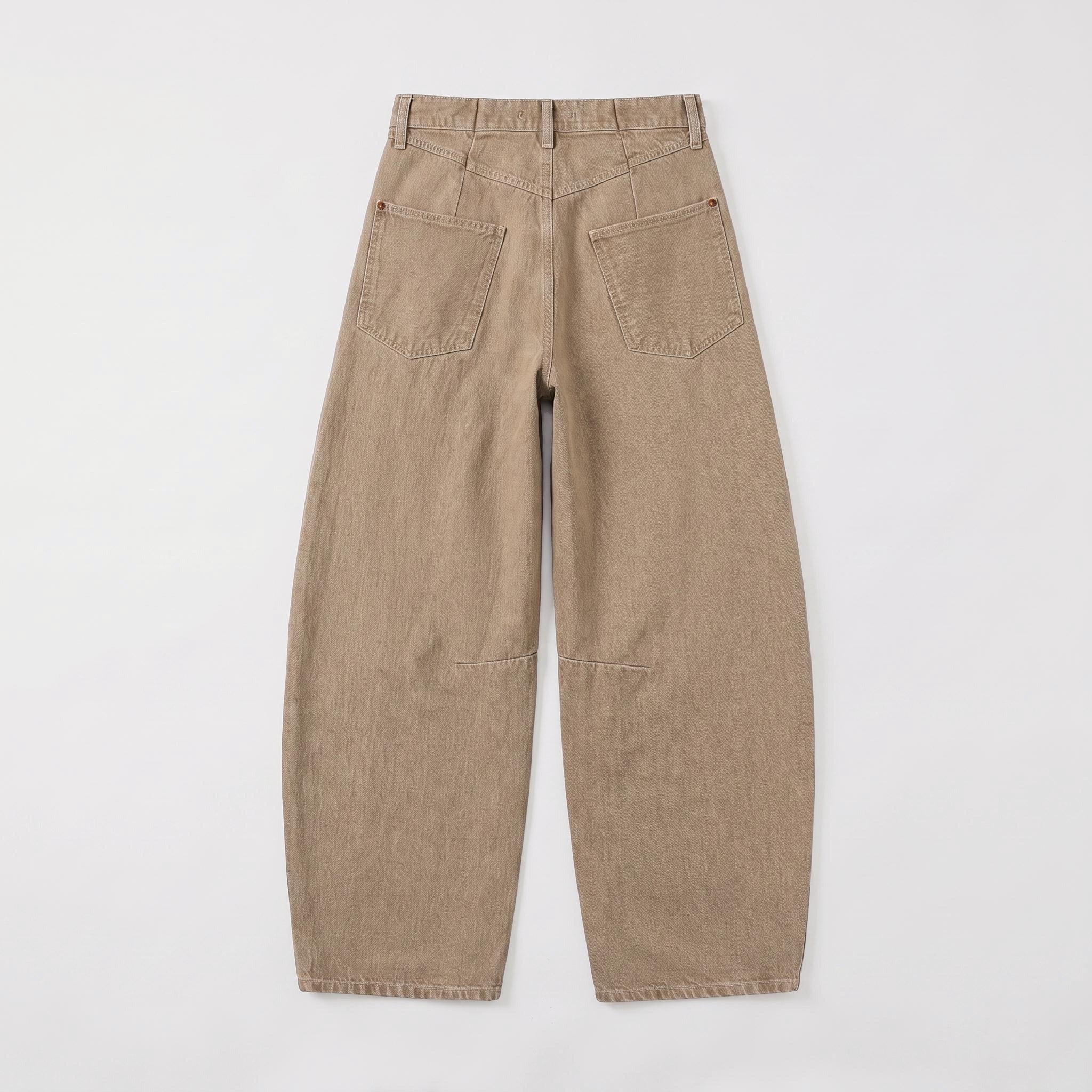 Circular barrel jeans with seam details. | LOS ANGELES smart indigo | DD caramel wash | Back view of bust