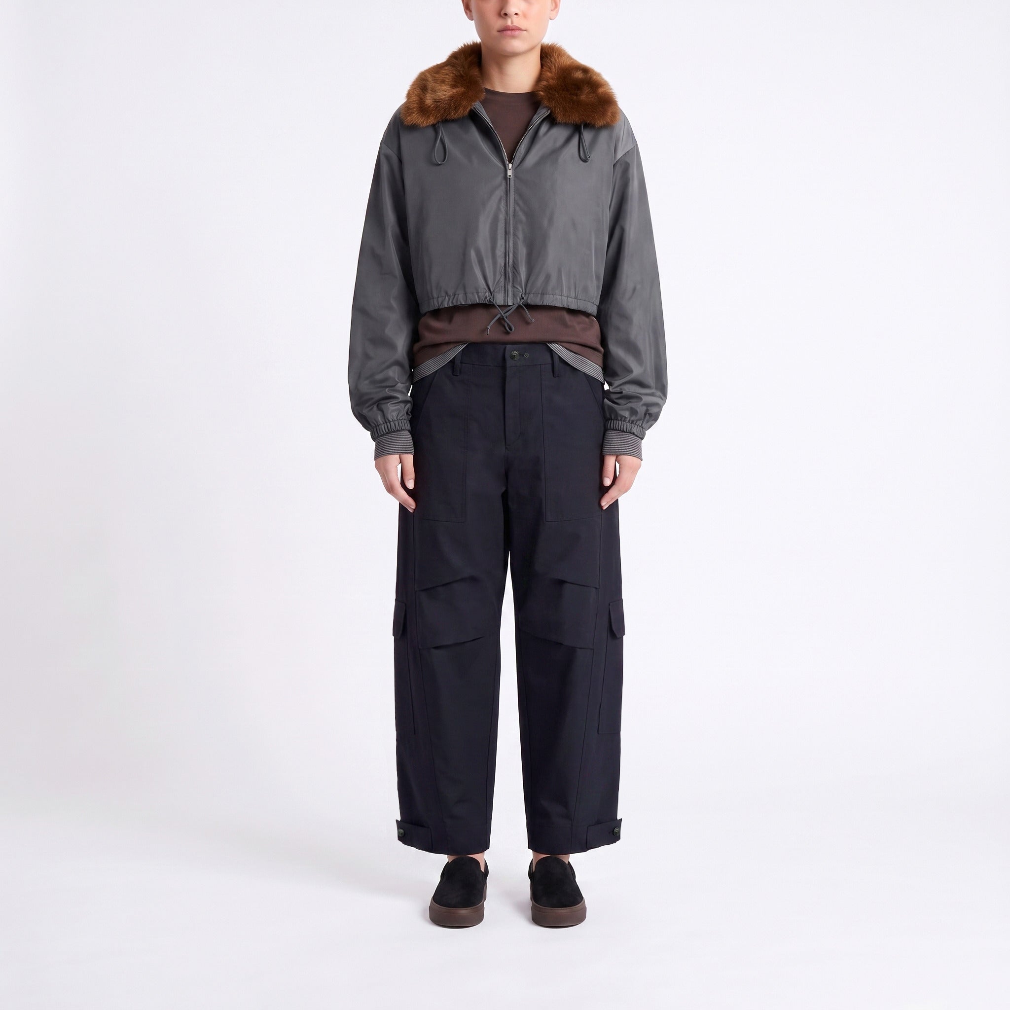 Utility trousers in a lightweight parachute material. | KUMAMOTO | black | Front view of model