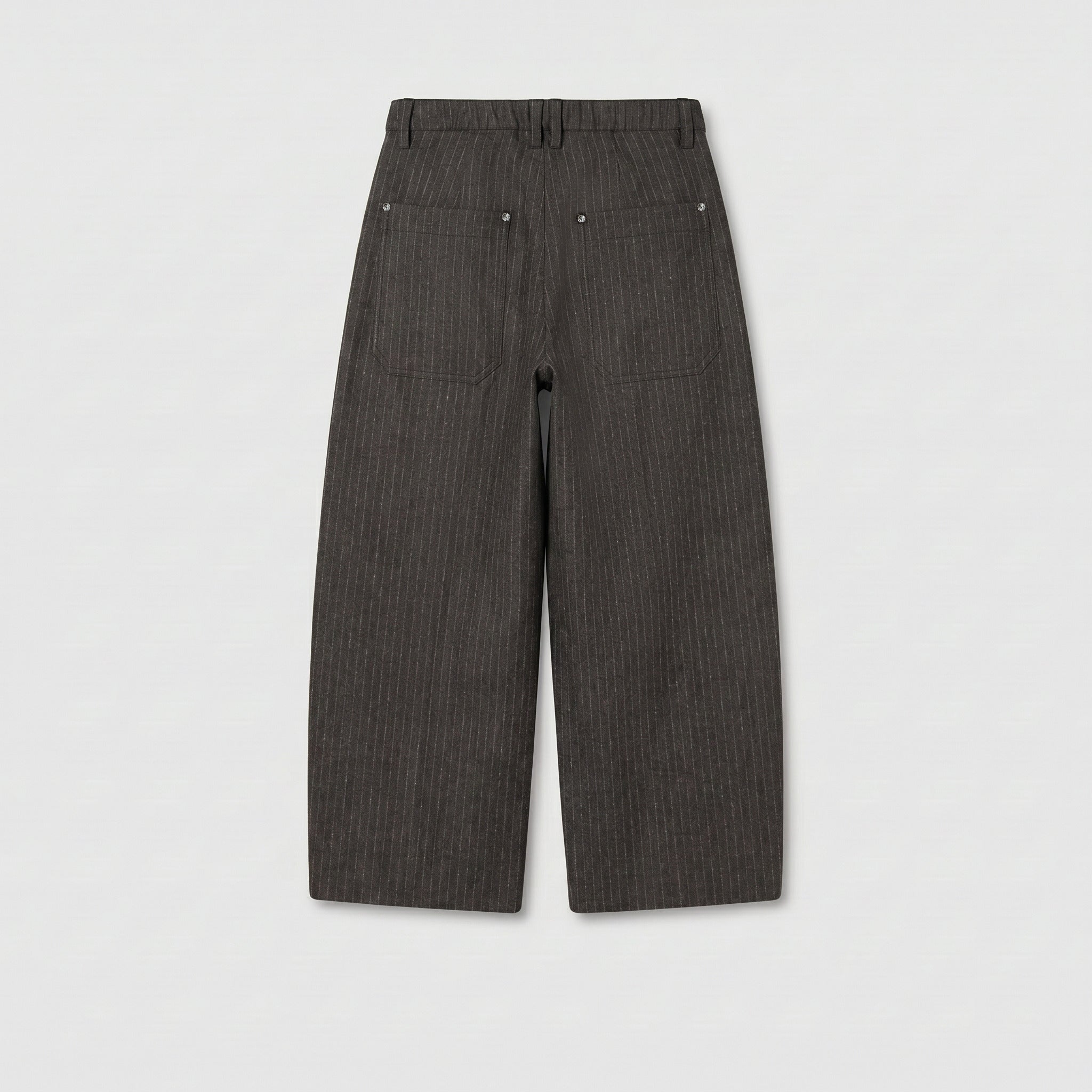 Relaxed jump-in trousers made of premium jersey. | MILTON | black grey stripes | Back view of bust
