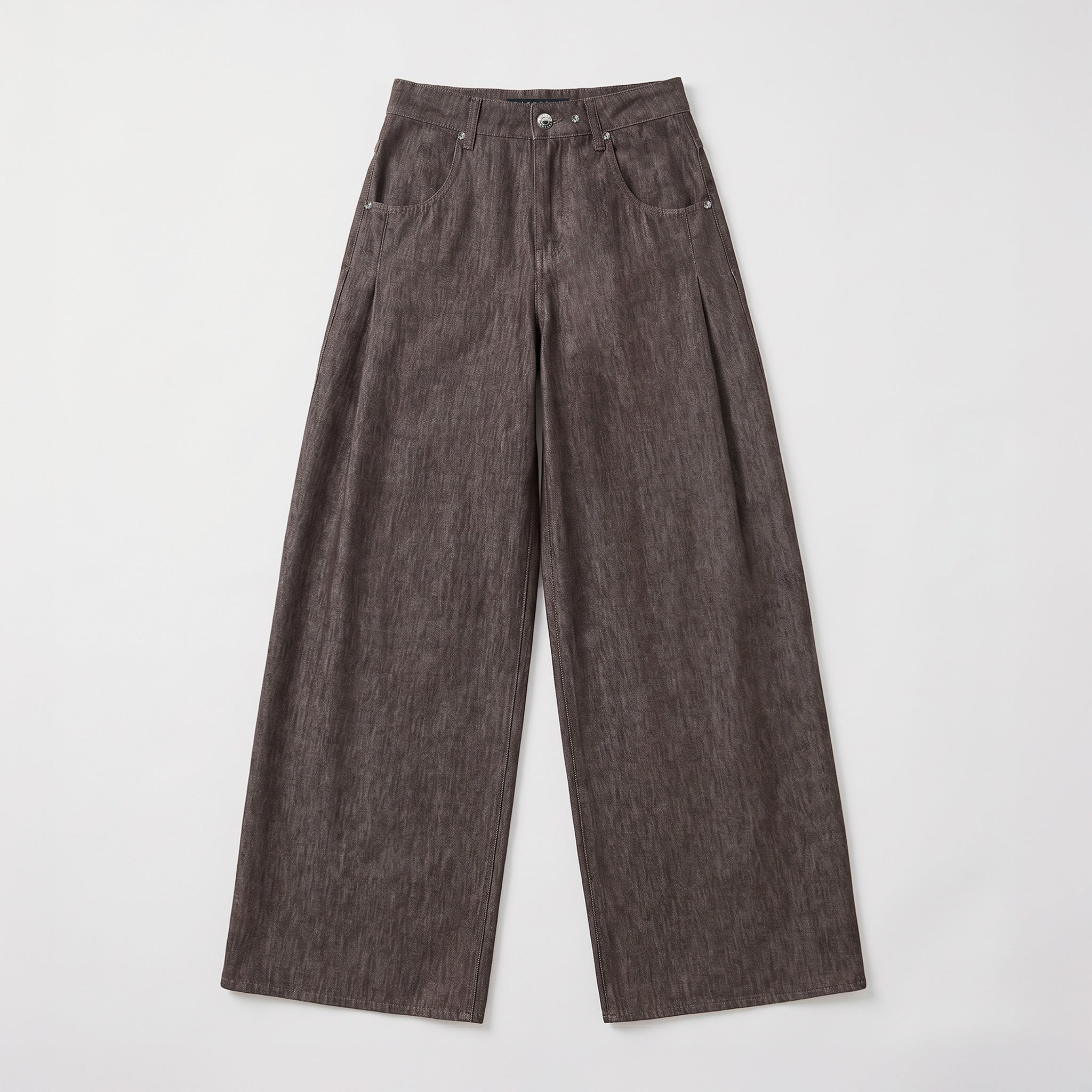Wide premium jeans with details. | PHILADELPHIA indigo | bitter chocolate | Front view of bust