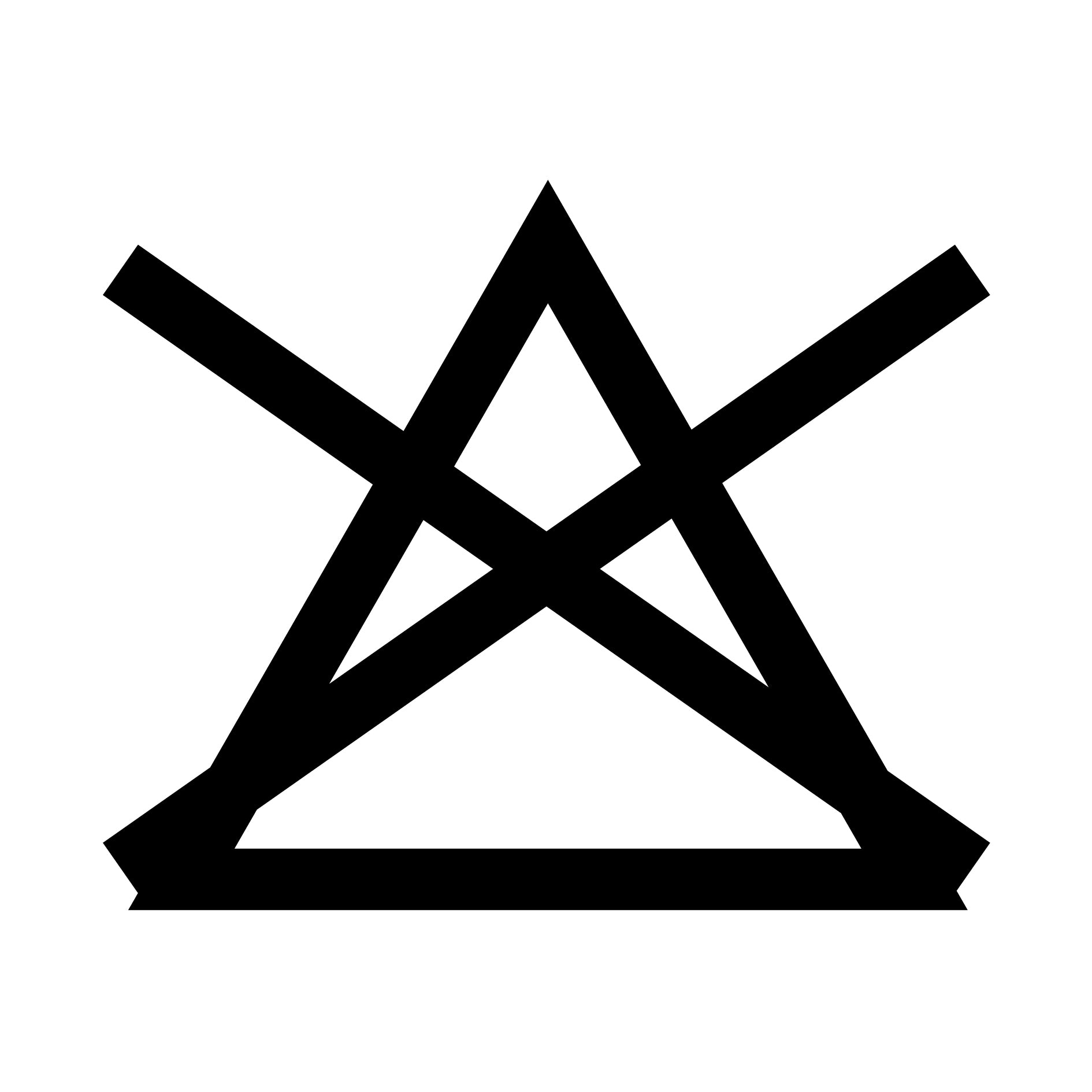 Black triangle with a diagonal cross through it.