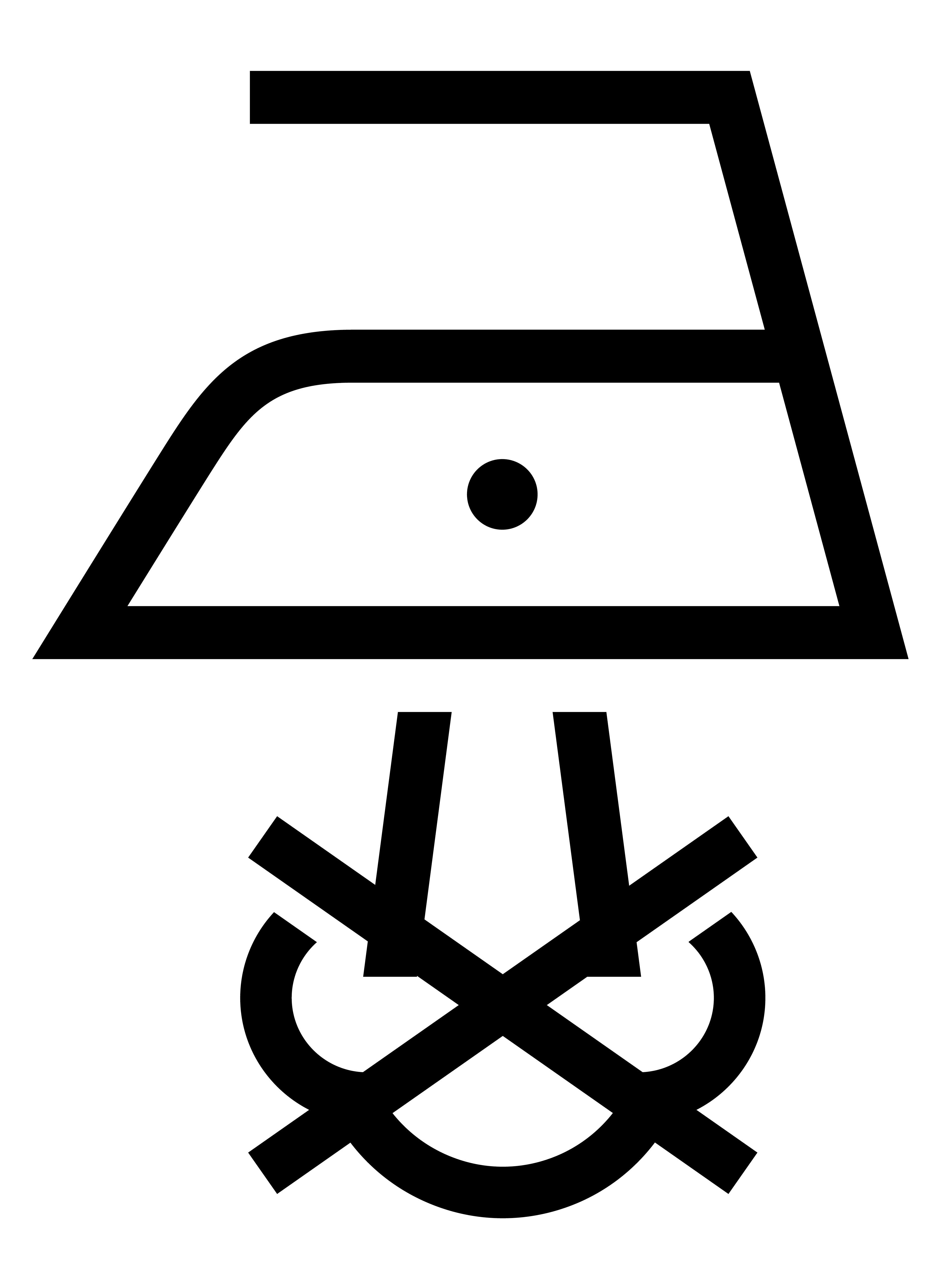 Black iron symbol with one dot inside and a crossed-out steam symbol underneath.