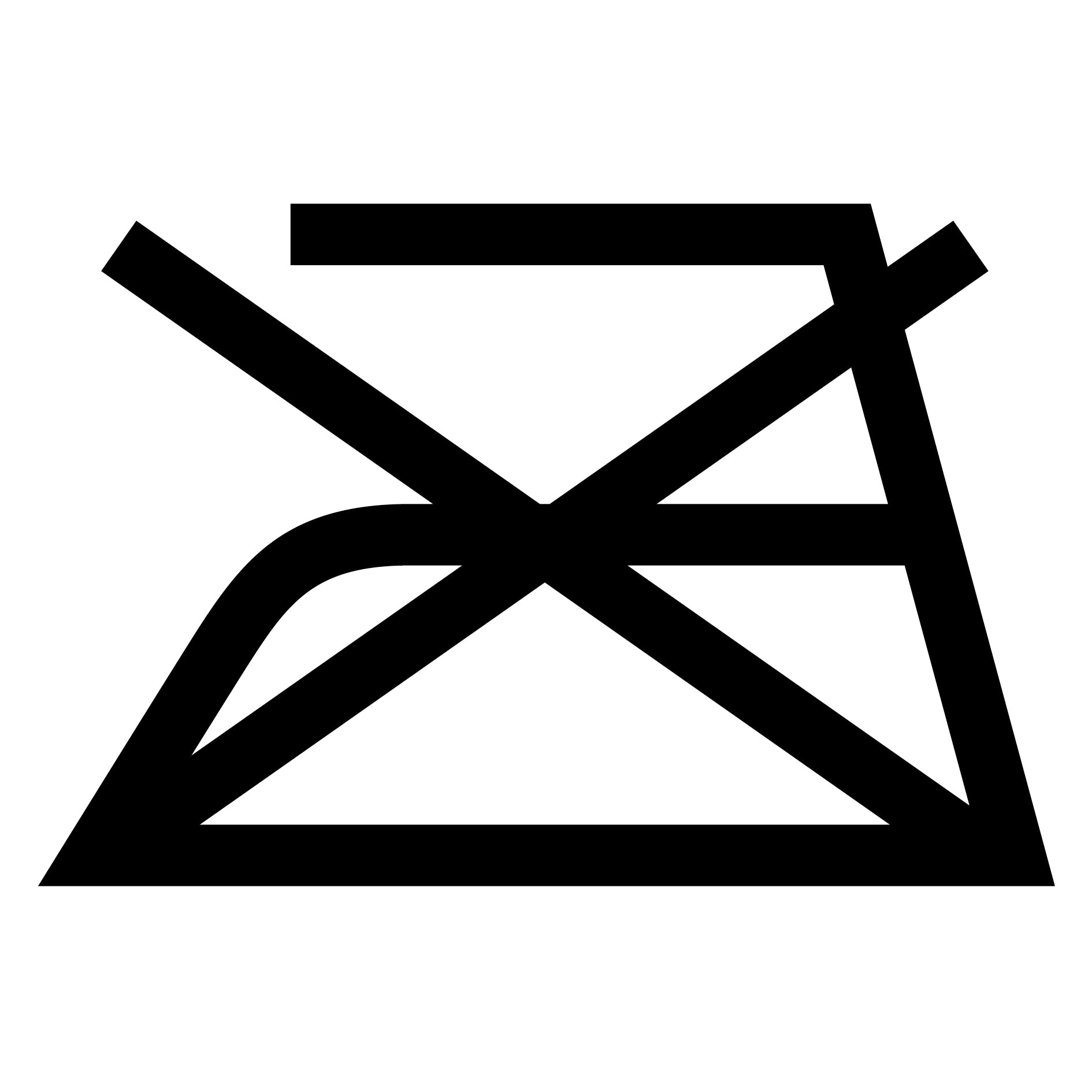 Black iron symbol with a diagonal cross through it.