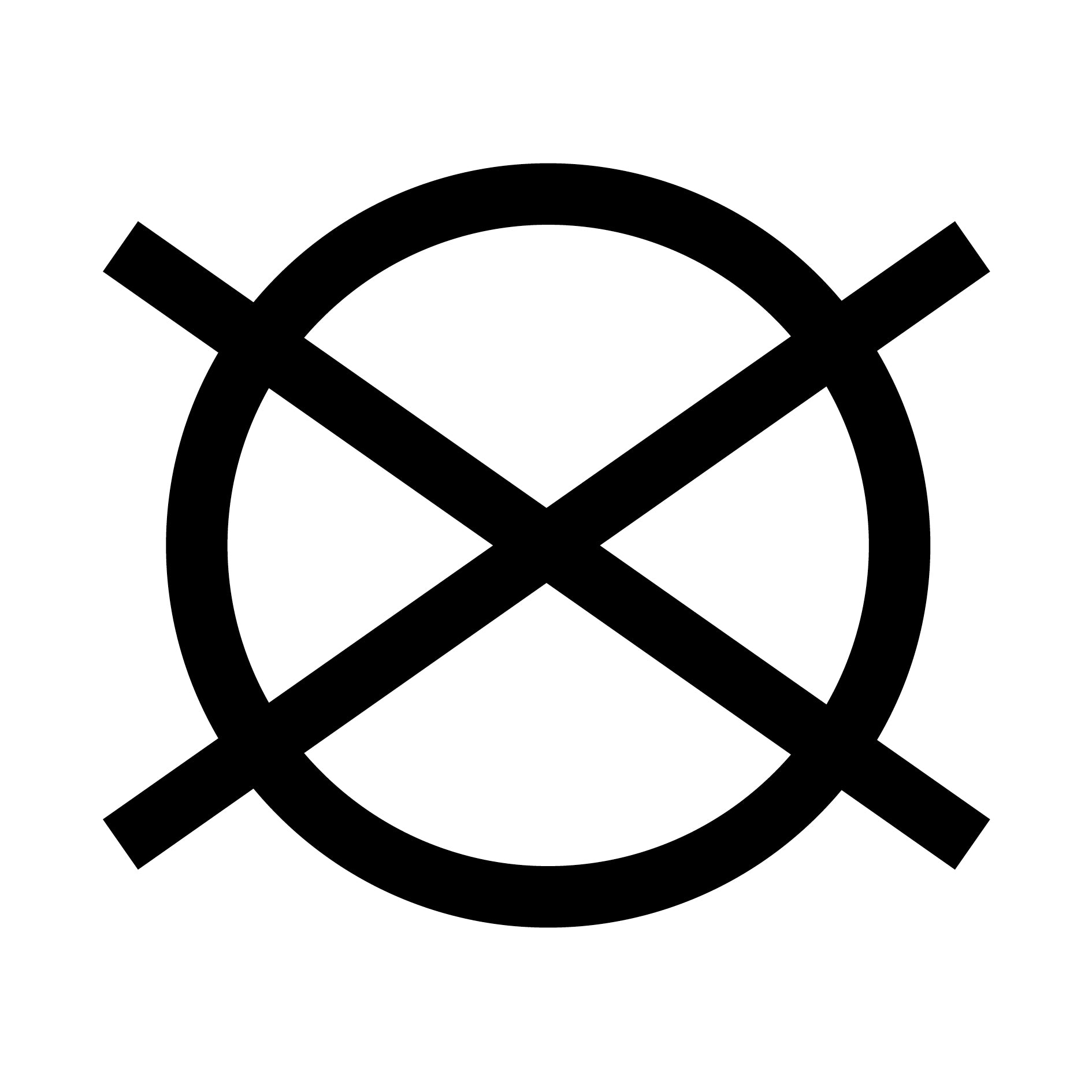 Black circle with a diagonal cross through it.